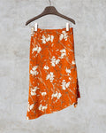 Silk Floral Print Asymmetric Skirt